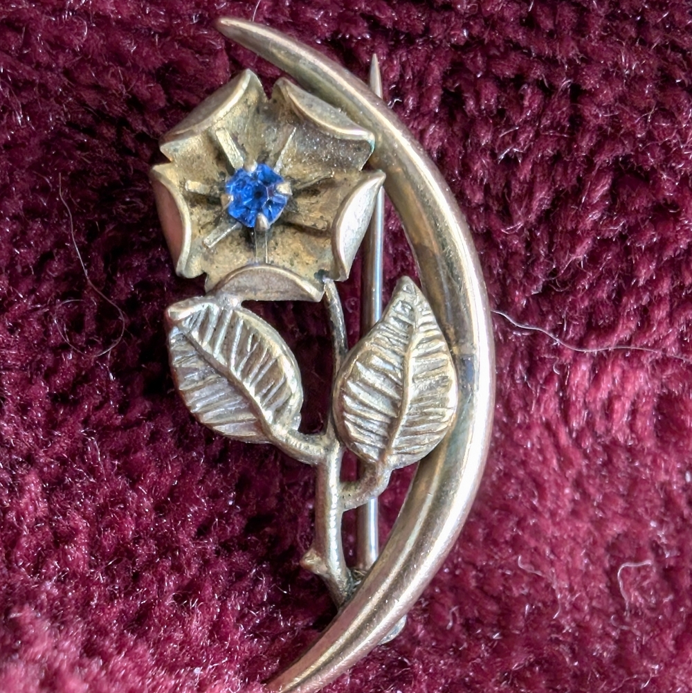 Sweet Art Nouveau Crescent GF Pin/Brooch